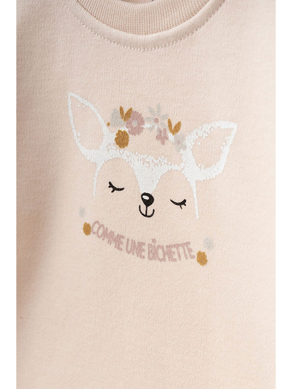 Pembe Kız Bebek Animal Desenli Zıbın Pantolon Bere 3'lü Alt Üst Bebek Takımı 0 Ay-6 Ay-1