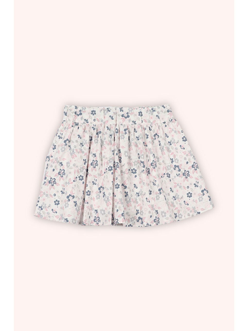 Kız Çocuk Çiçek Desenli Etek Beyaz