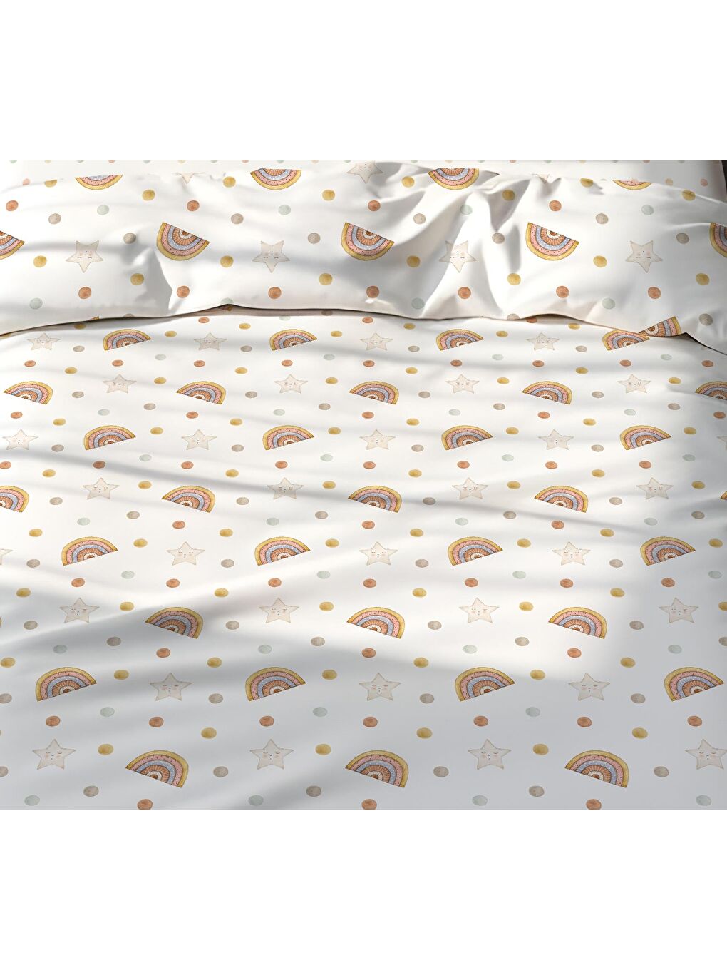 Karışık Minik Yıldızlar Desenli Çarşafsız 2'li Takım Baskılı Nevresim Takımı 160x220 cm-1