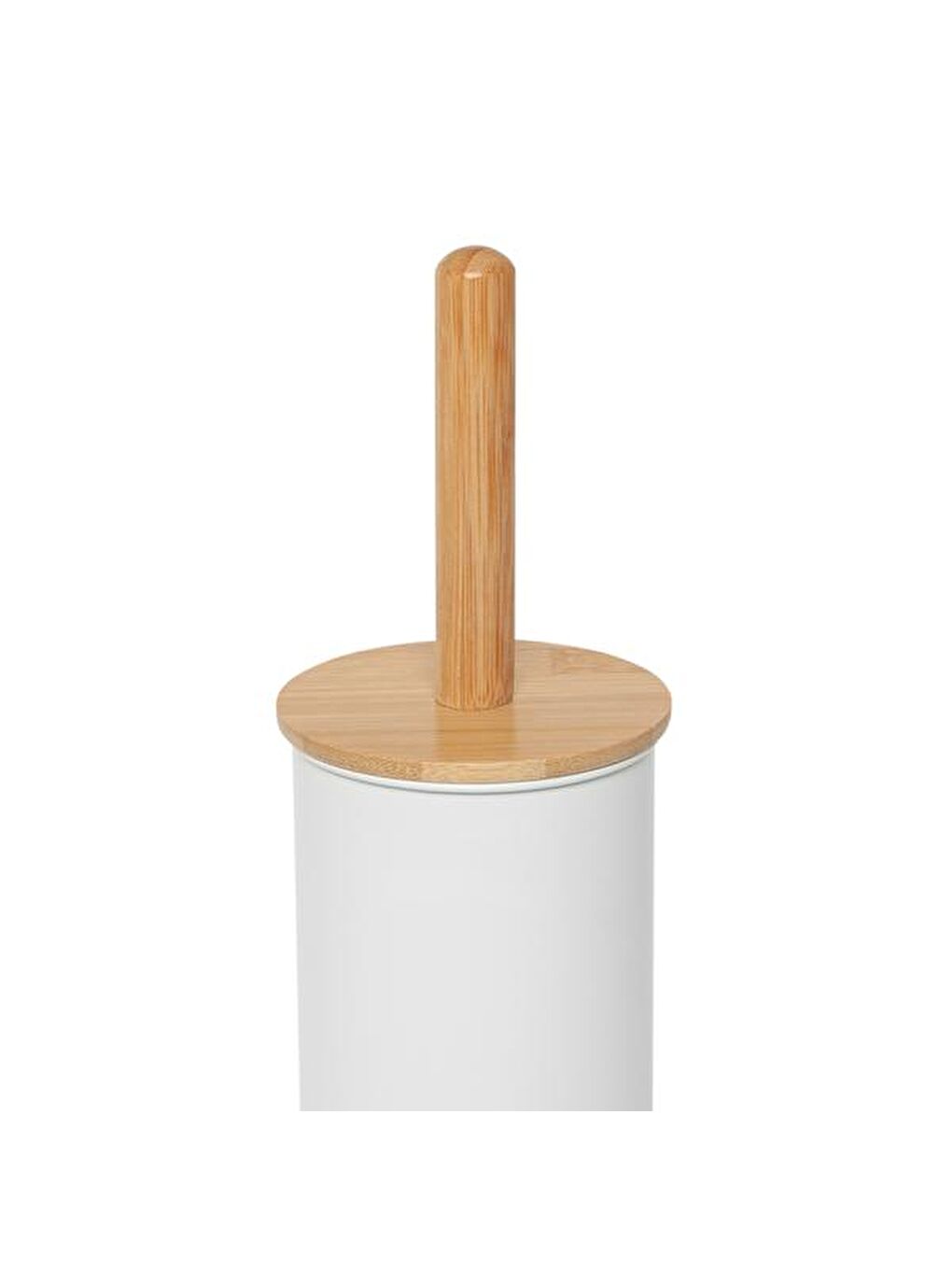Bambu Saplı Metal Tuvalet Fırçalık - Beyaz-1