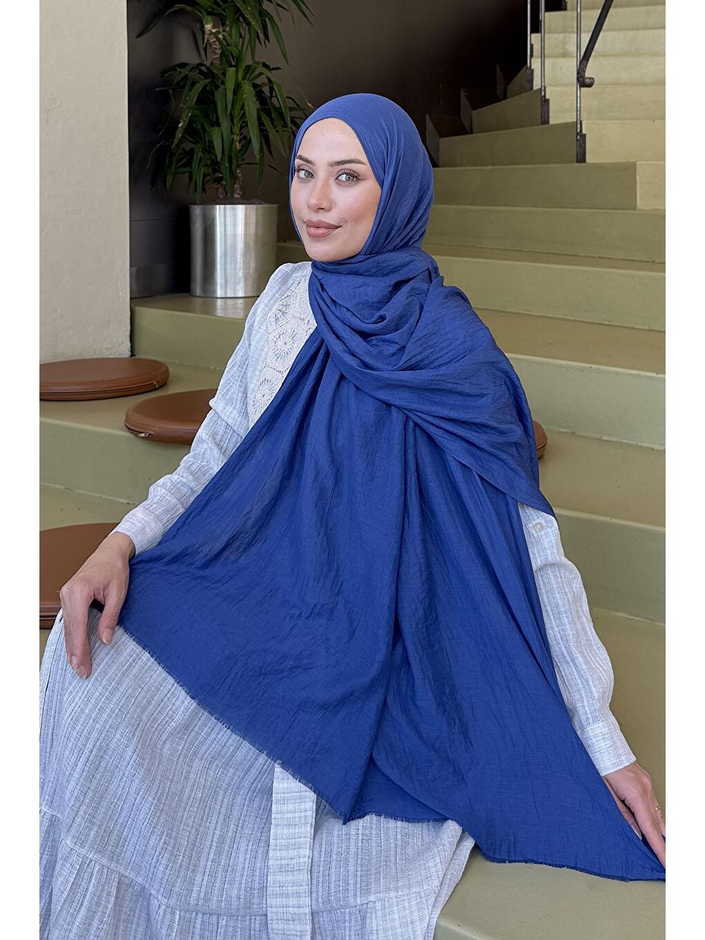 Organic Premium Şal İndigo-1