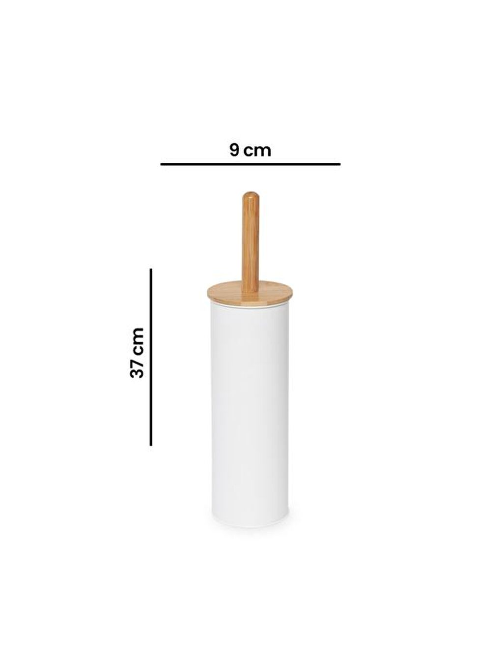 Bambu Saplı Metal Tuvalet Fırçalık - Beyaz-3