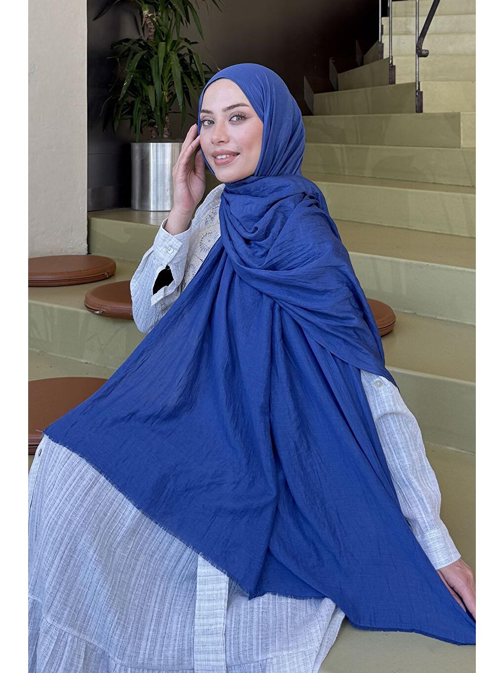 Organic Premium Şal İndigo-2