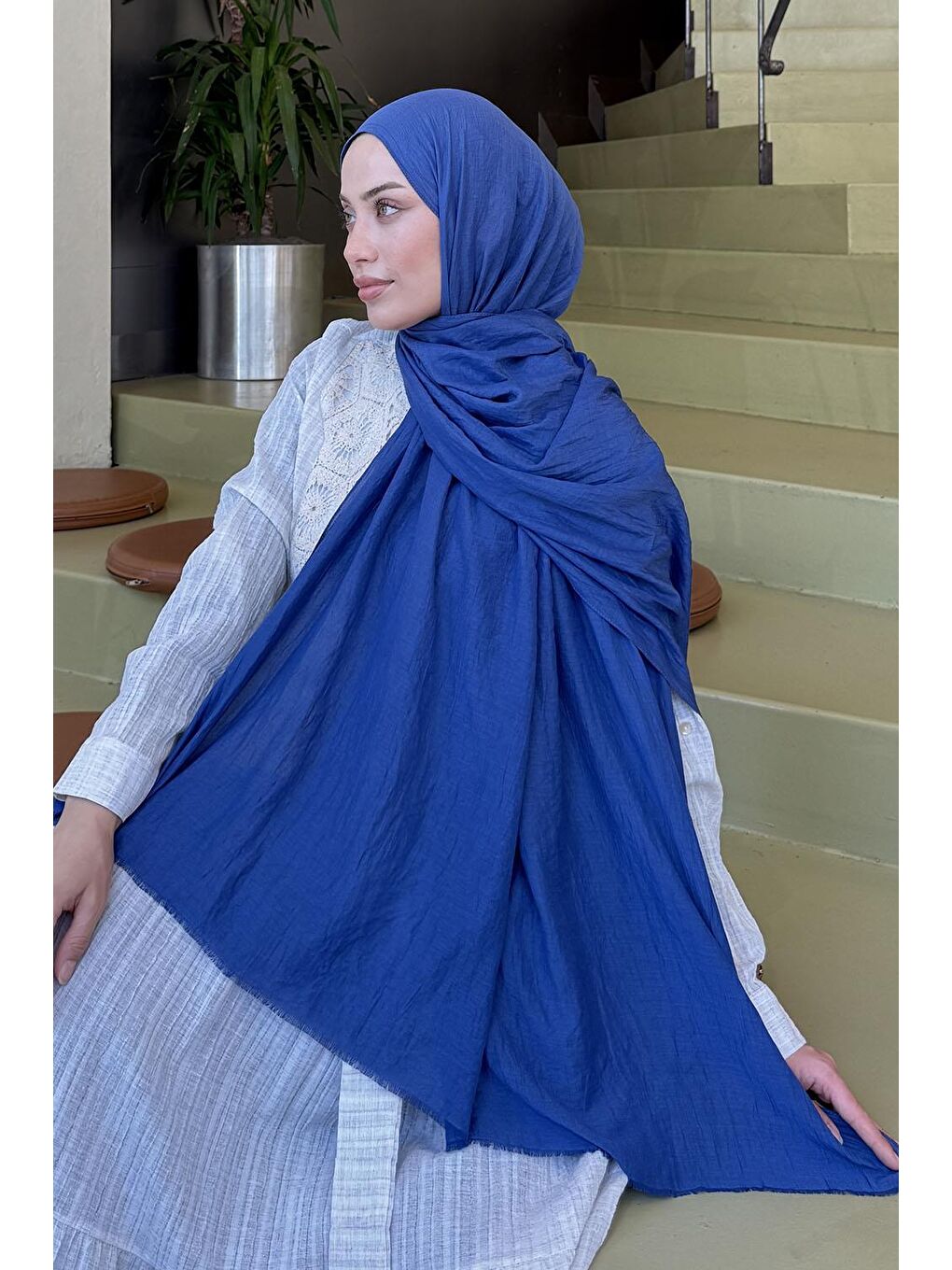 Organic Premium Şal İndigo-3