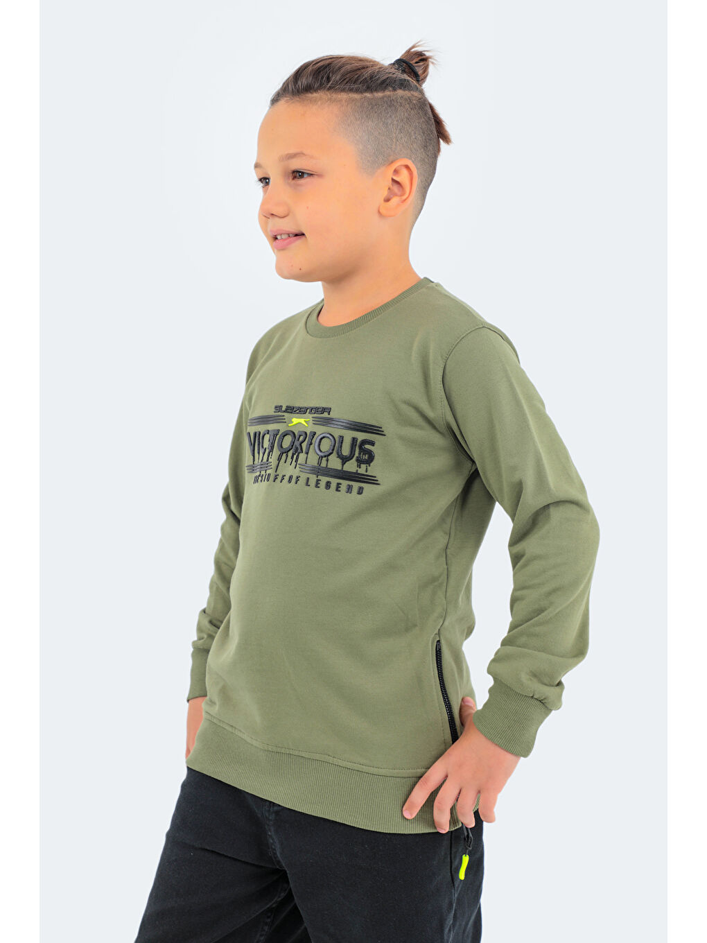 DUNA Unisex Çocuk Sweatshirt Haki-5