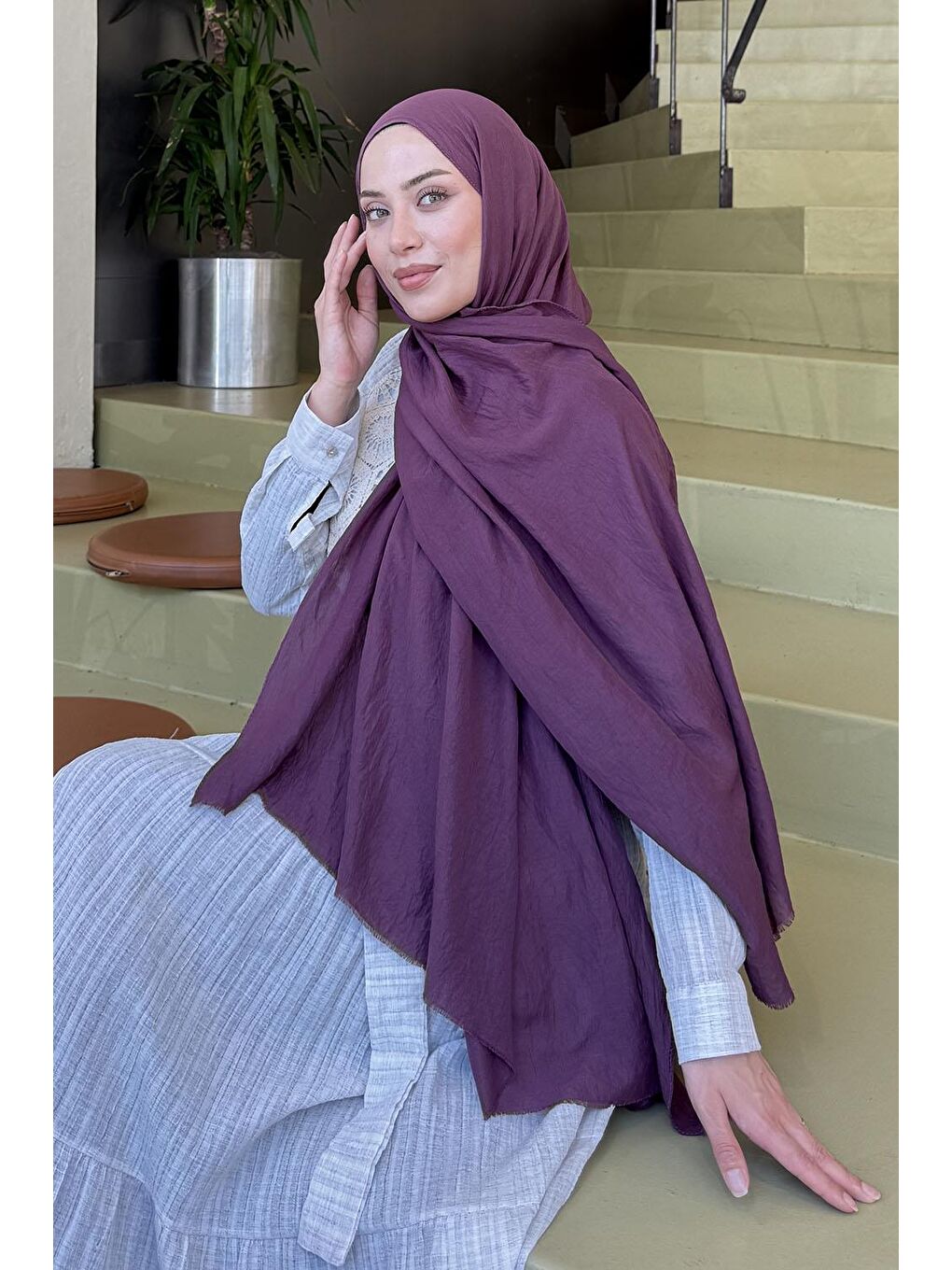 Organic Premium Şal Mürdüm-1