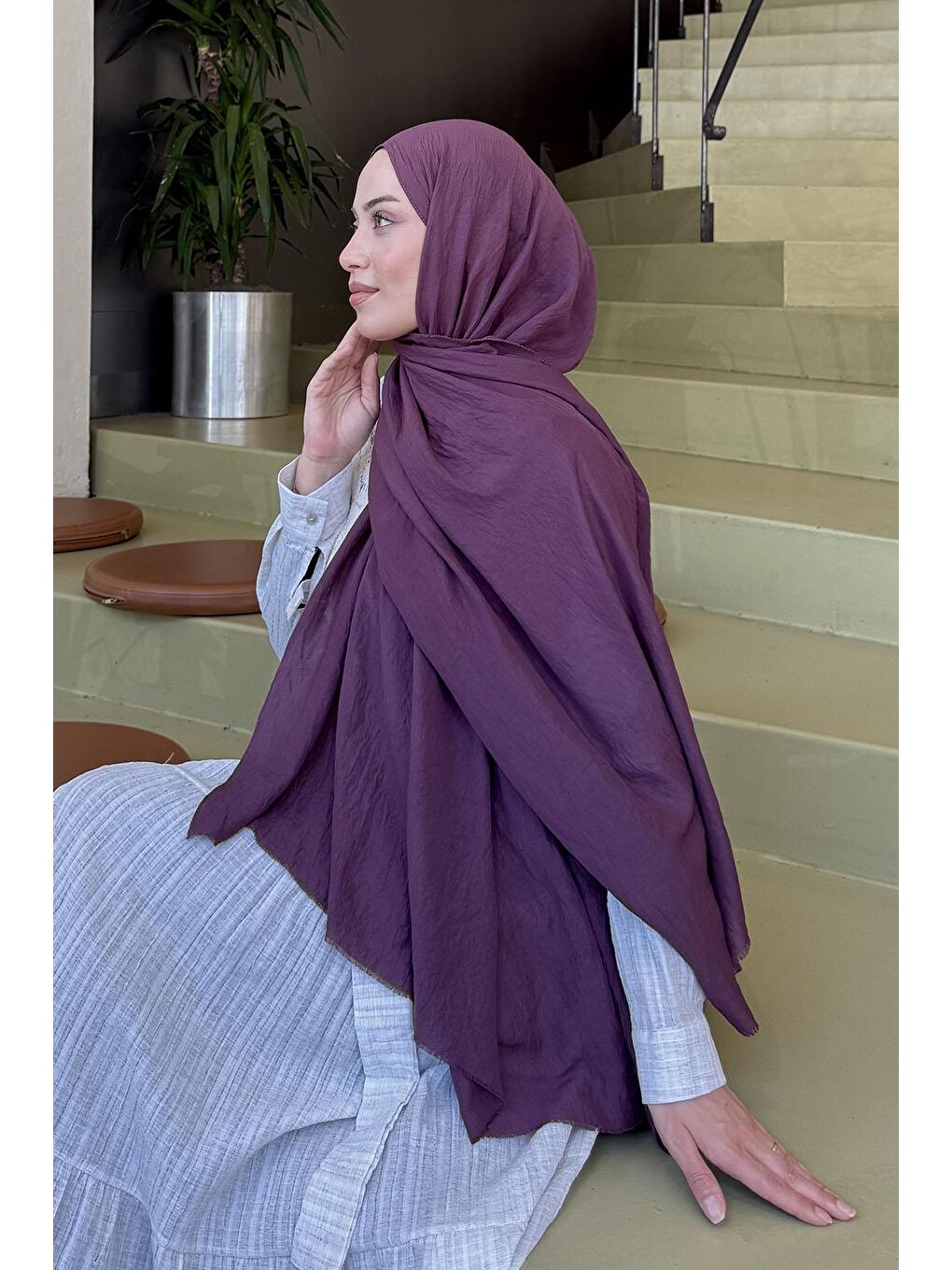 Organic Premium Şal Mürdüm-3