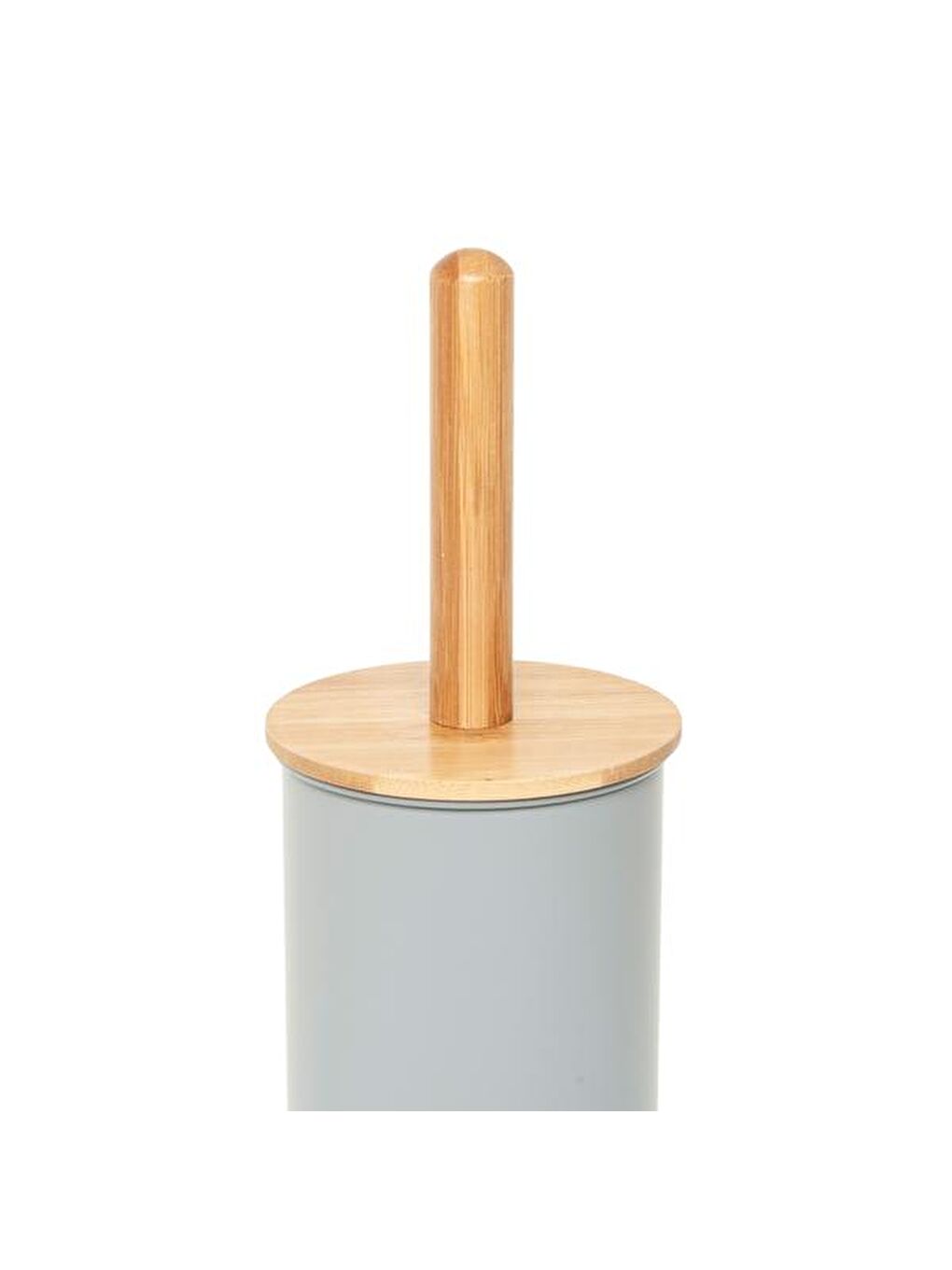 Bambu Saplı Metal Tuvalet Fırçalık - Gri-1