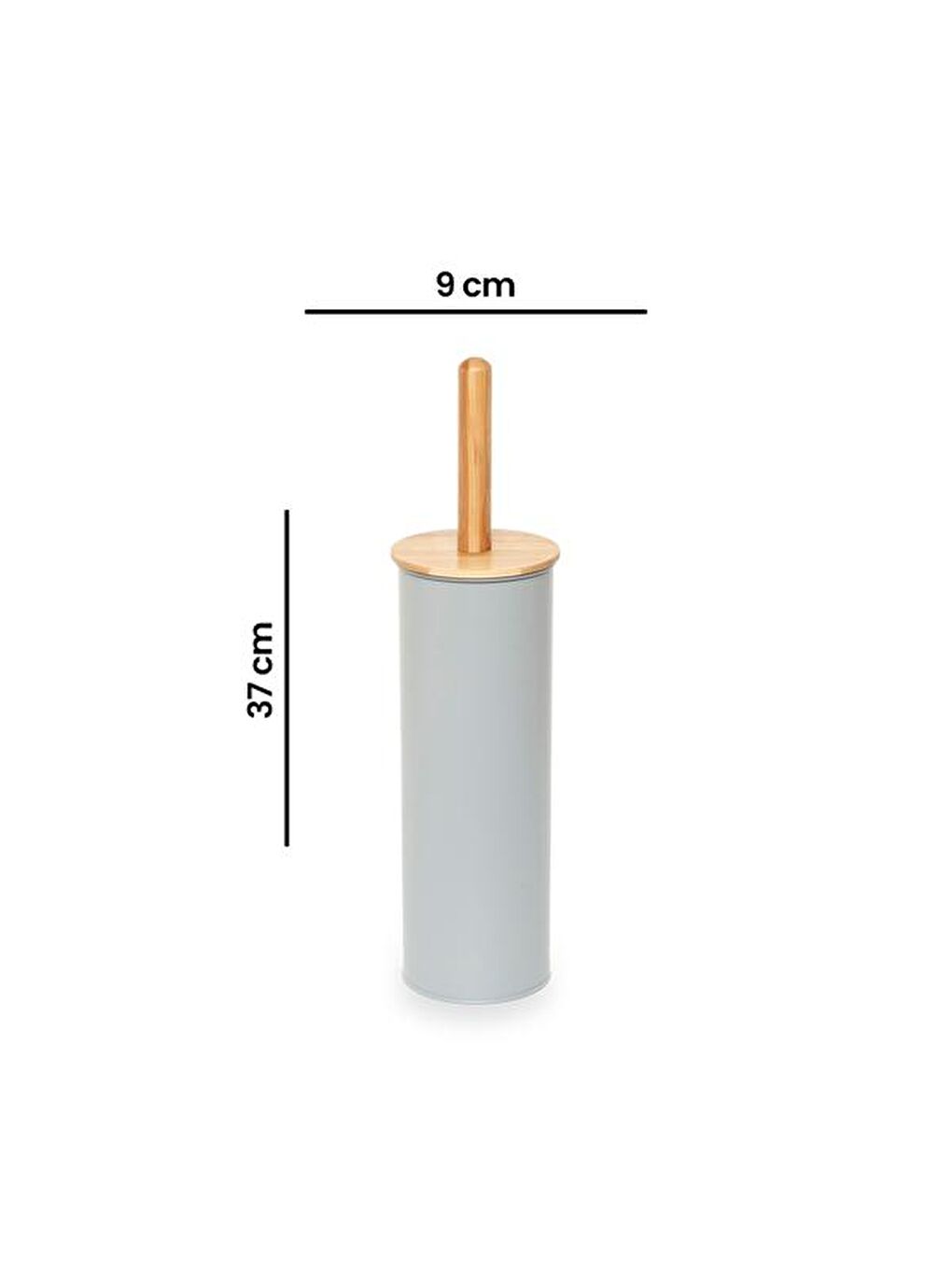Bambu Saplı Metal Tuvalet Fırçalık - Gri-3