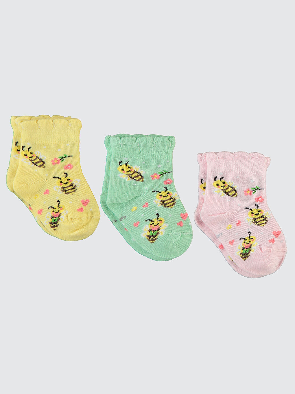 Baby Kız Bebek 3'lü Çorap 6-18 Ay Sarı