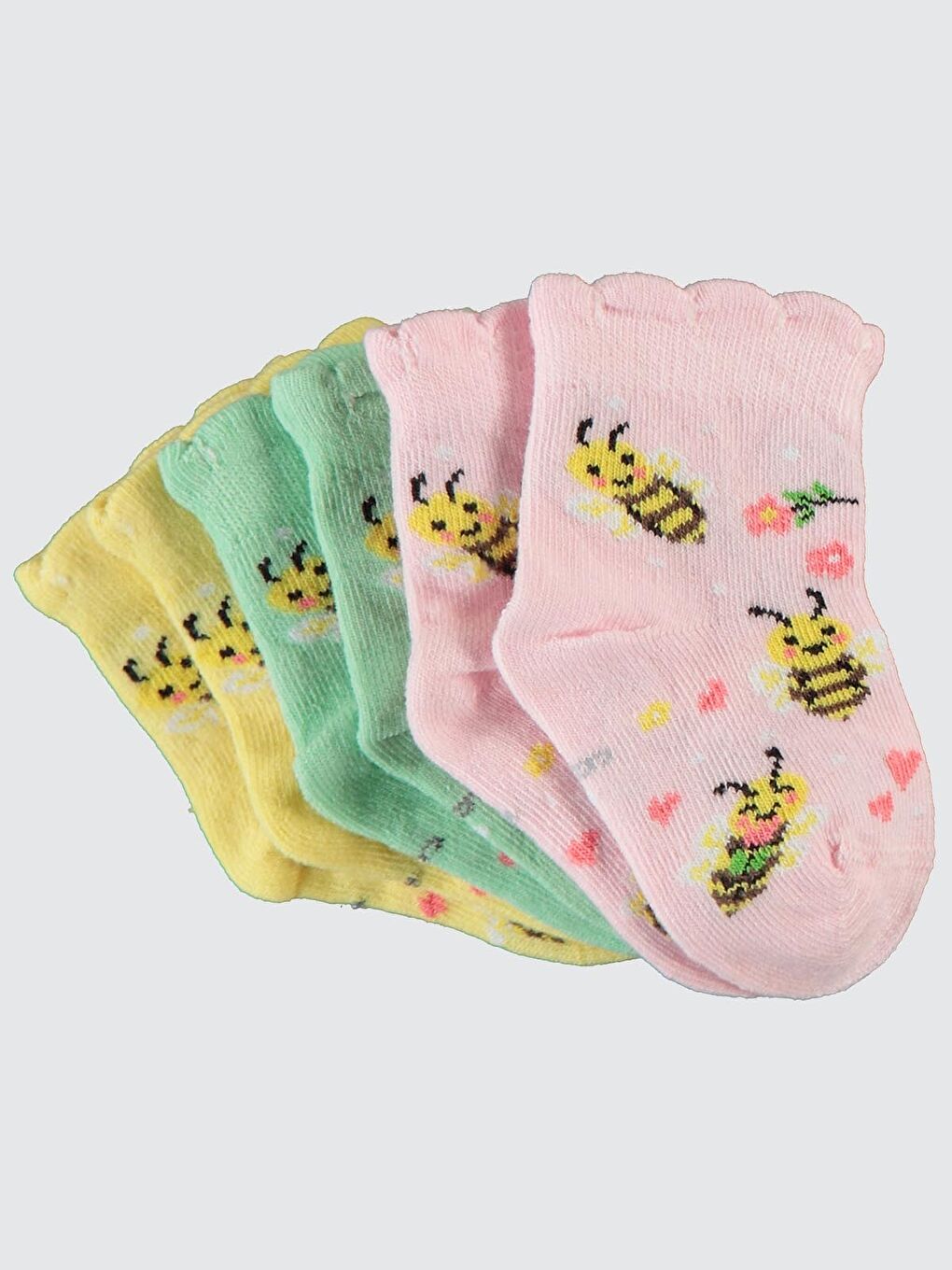 Baby Kız Bebek 3'lü Çorap 6-18 Ay Sarı-1