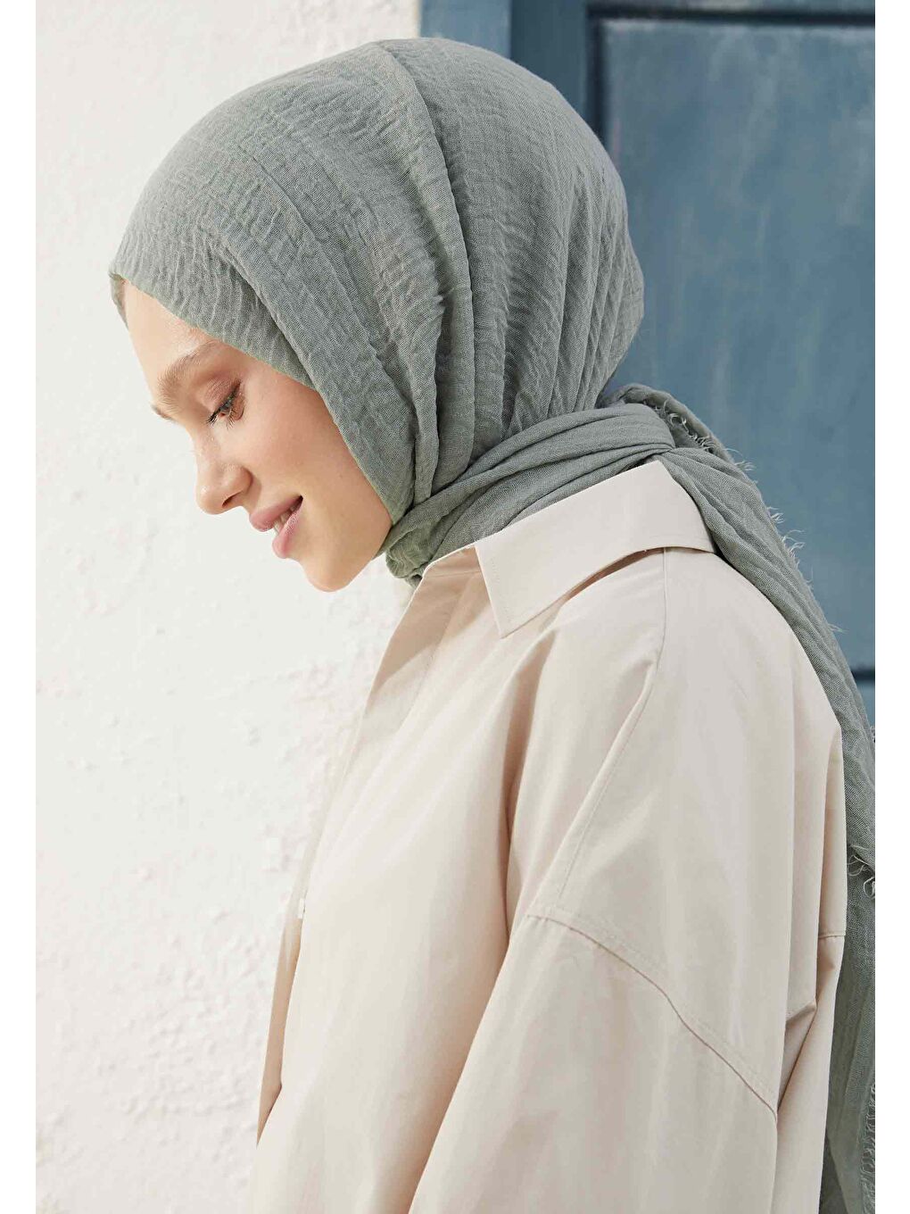 Yeşil Bürümcük Şal Mınt-3