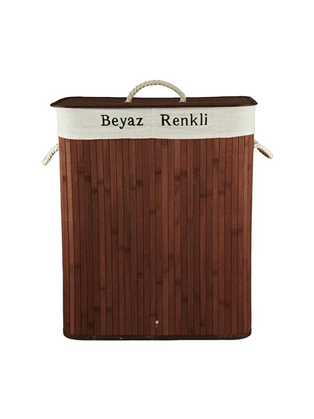 Bambu Çift Hazneli Çamaşır Sepeti - Koyu Kahverengi-6