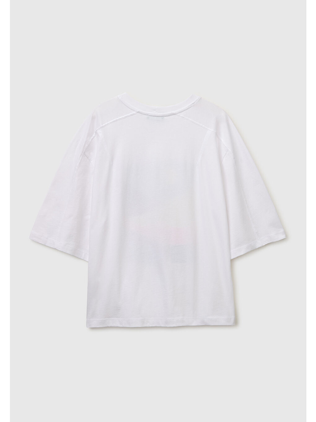 Kadın Beyaz Mix %100 Pamuk Su Bazlı Baskılı Oversize Bisiklet Yaka T-Shirt-1