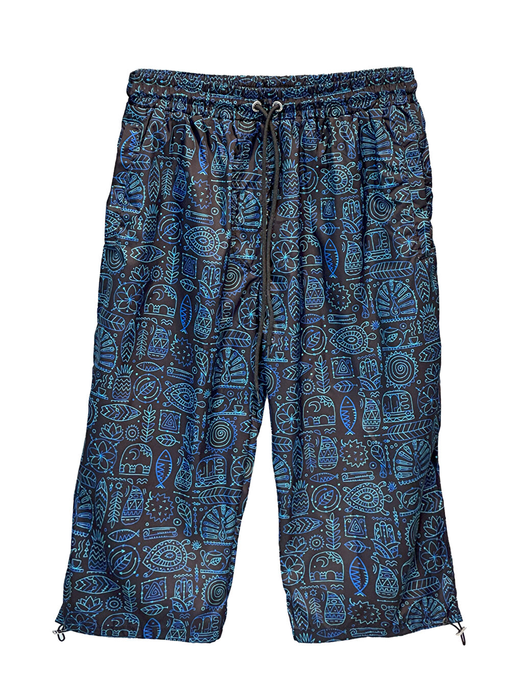 Erkek Havuz Deniz Uzun Kapri Şort Mayo K105 Koyu Lacivert-3