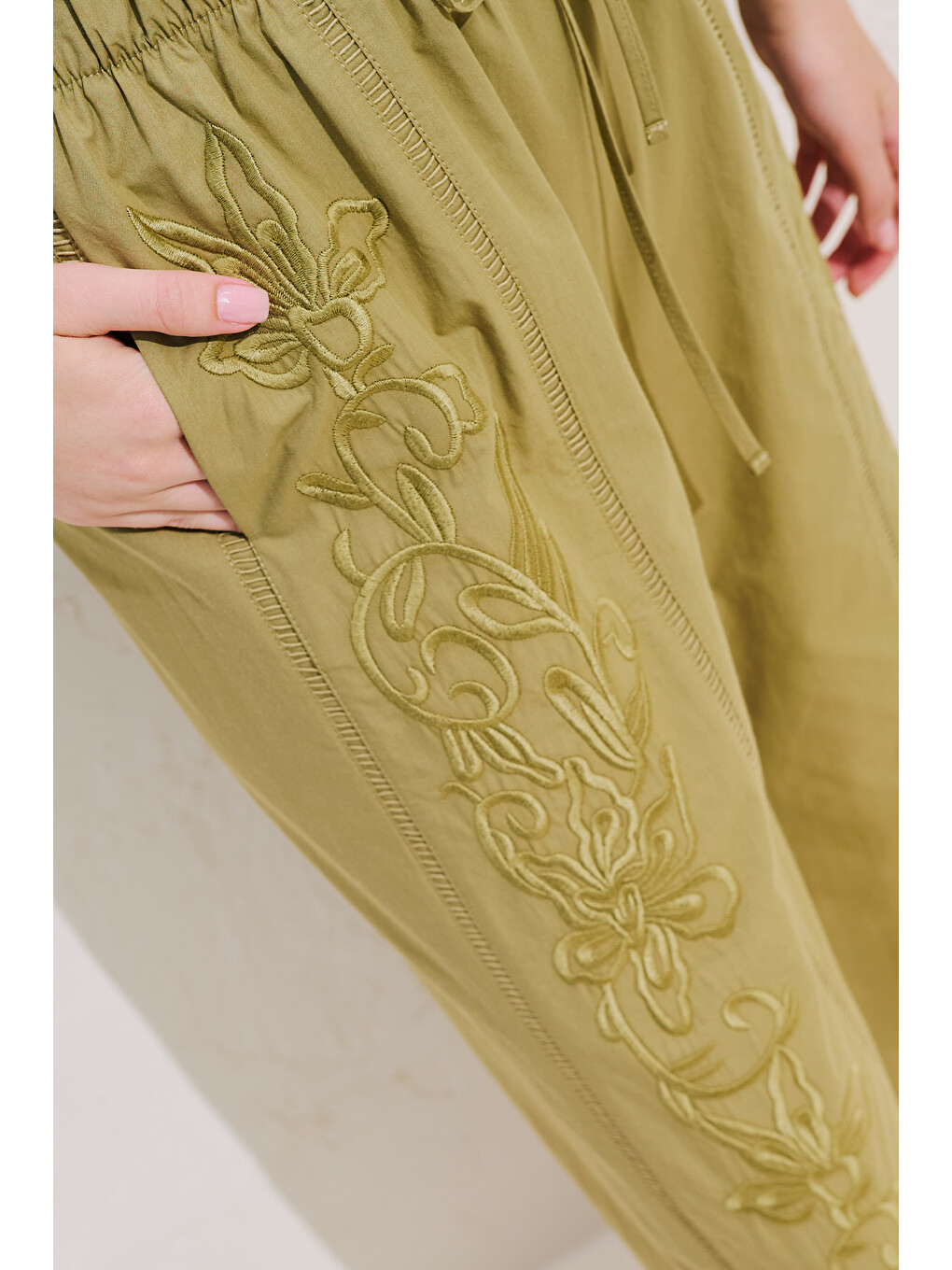 Nakışlı Lımıted Pantolon Haki-5