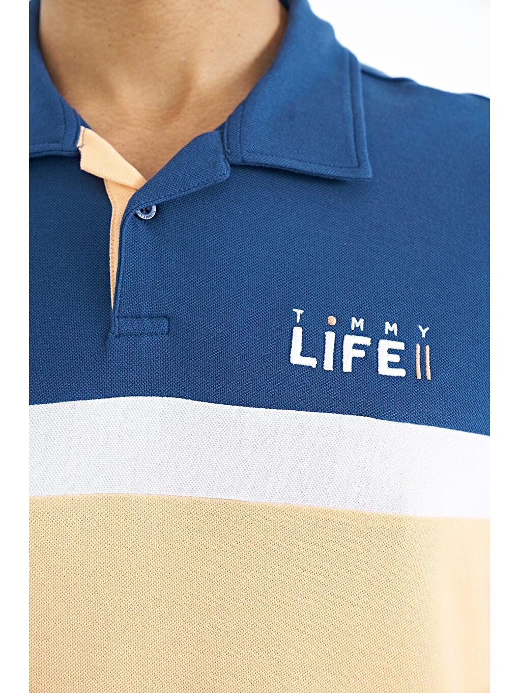 TOMMYLIFE Turuncu Kavun Içi Renk Geçişli Polo Yaka Standart Kalıp Erkek T-shirt - 88238 - 1