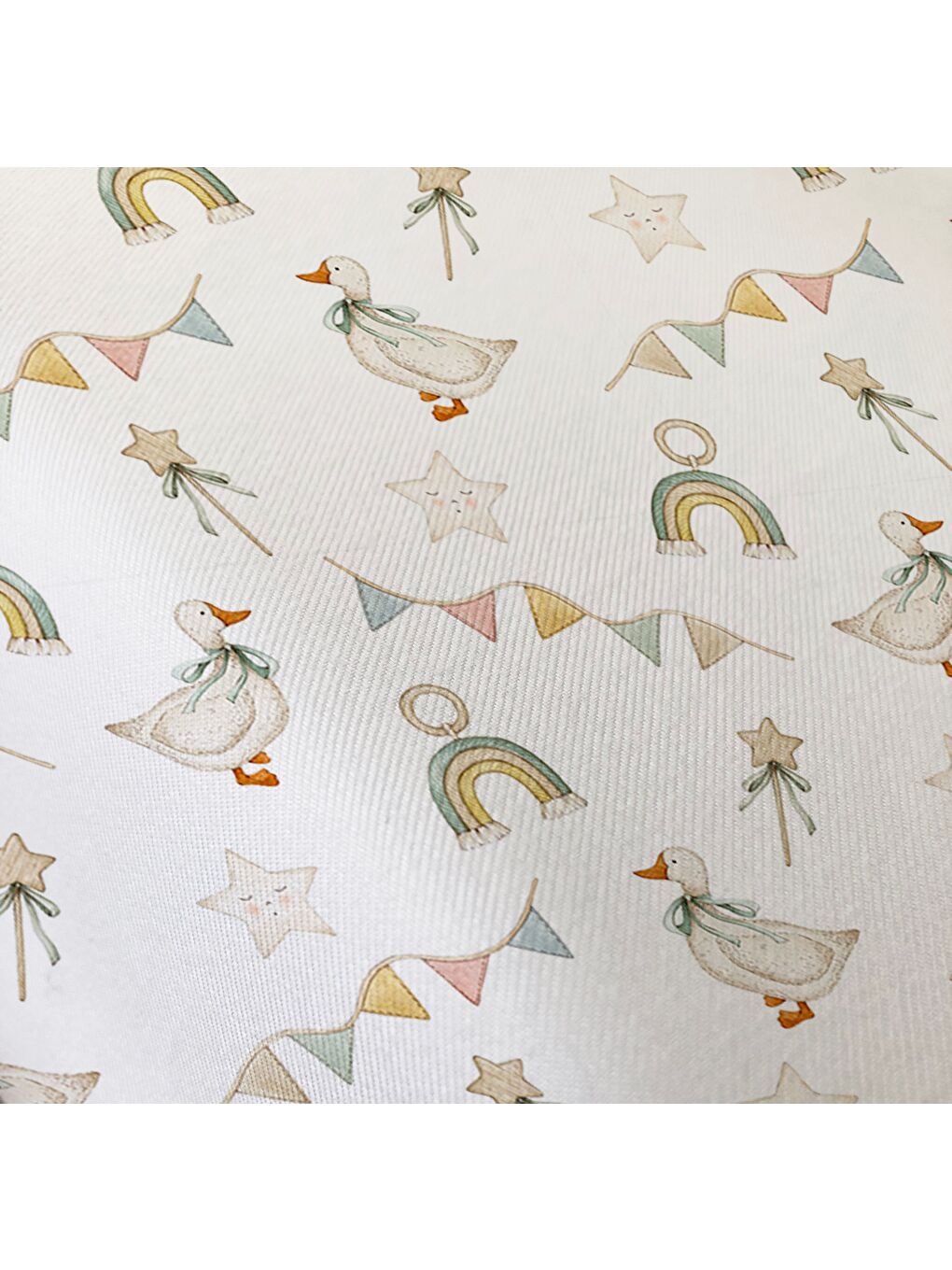 Karışık Minik Ördekler Desenli Çarşafsız 2'li Takım Baskılı  Nevresim Takımı 160x220 cm-2
