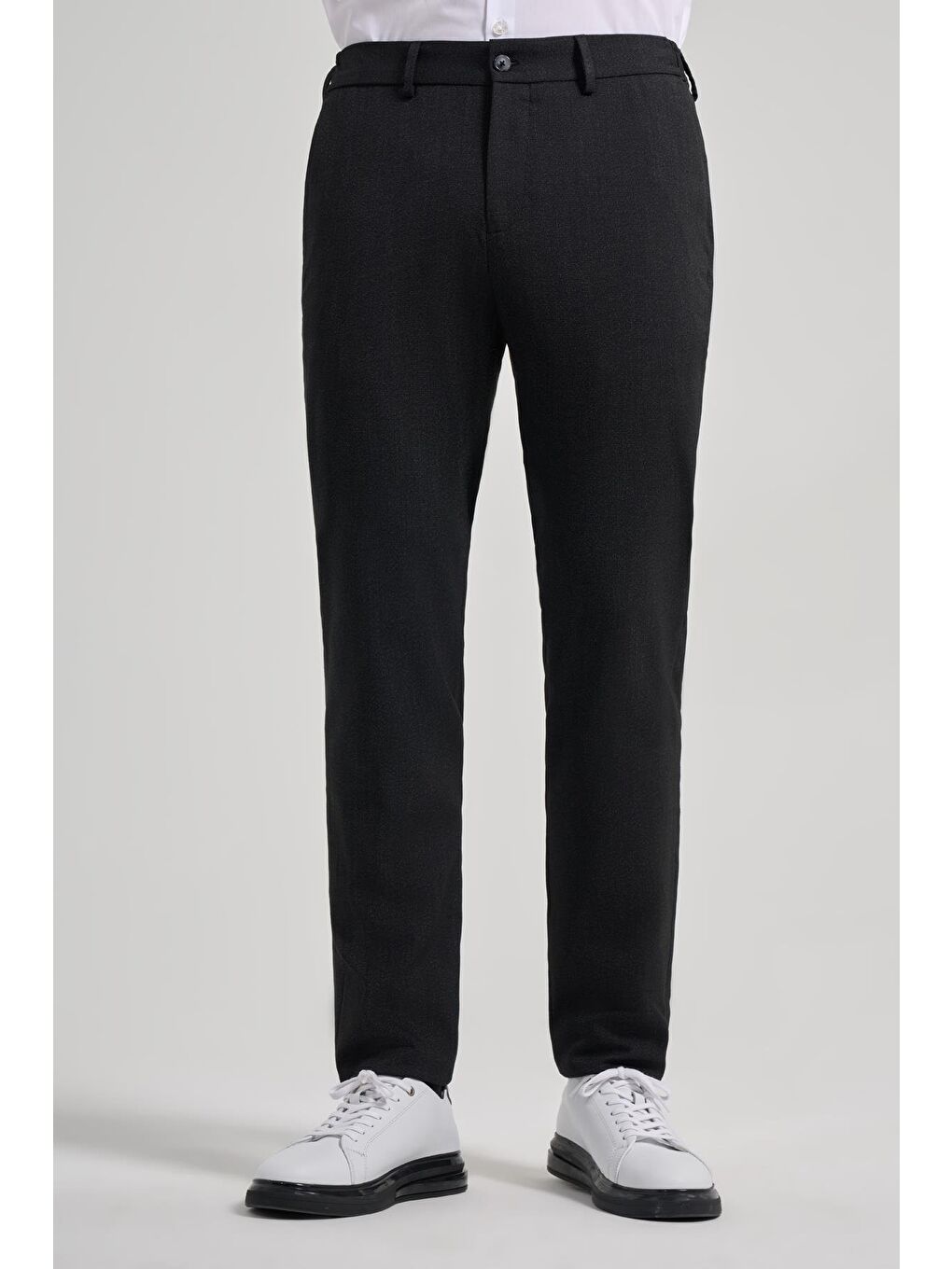 Siyah Kendinden Desenli Yan Cep Slim Fit Jogger Pantolon 1003250161