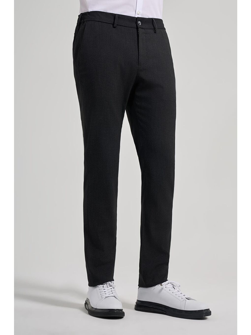 Siyah Kendinden Desenli Yan Cep Slim Fit Jogger Pantolon 1003250161-2