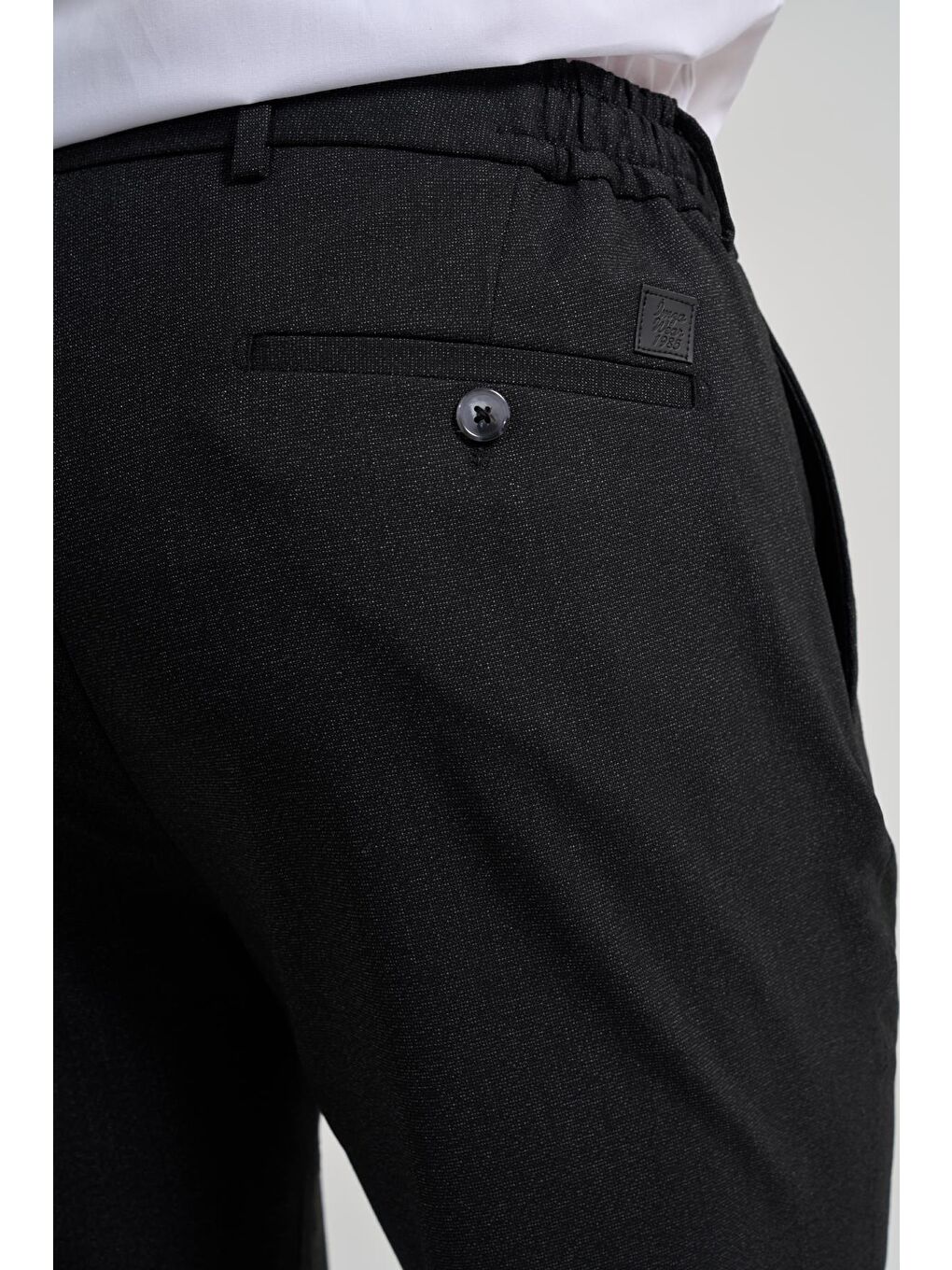 Siyah Kendinden Desenli Yan Cep Slim Fit Jogger Pantolon 1003250161-4