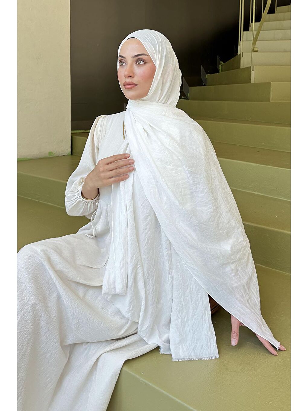 Organic Premium Şal Ekru-2