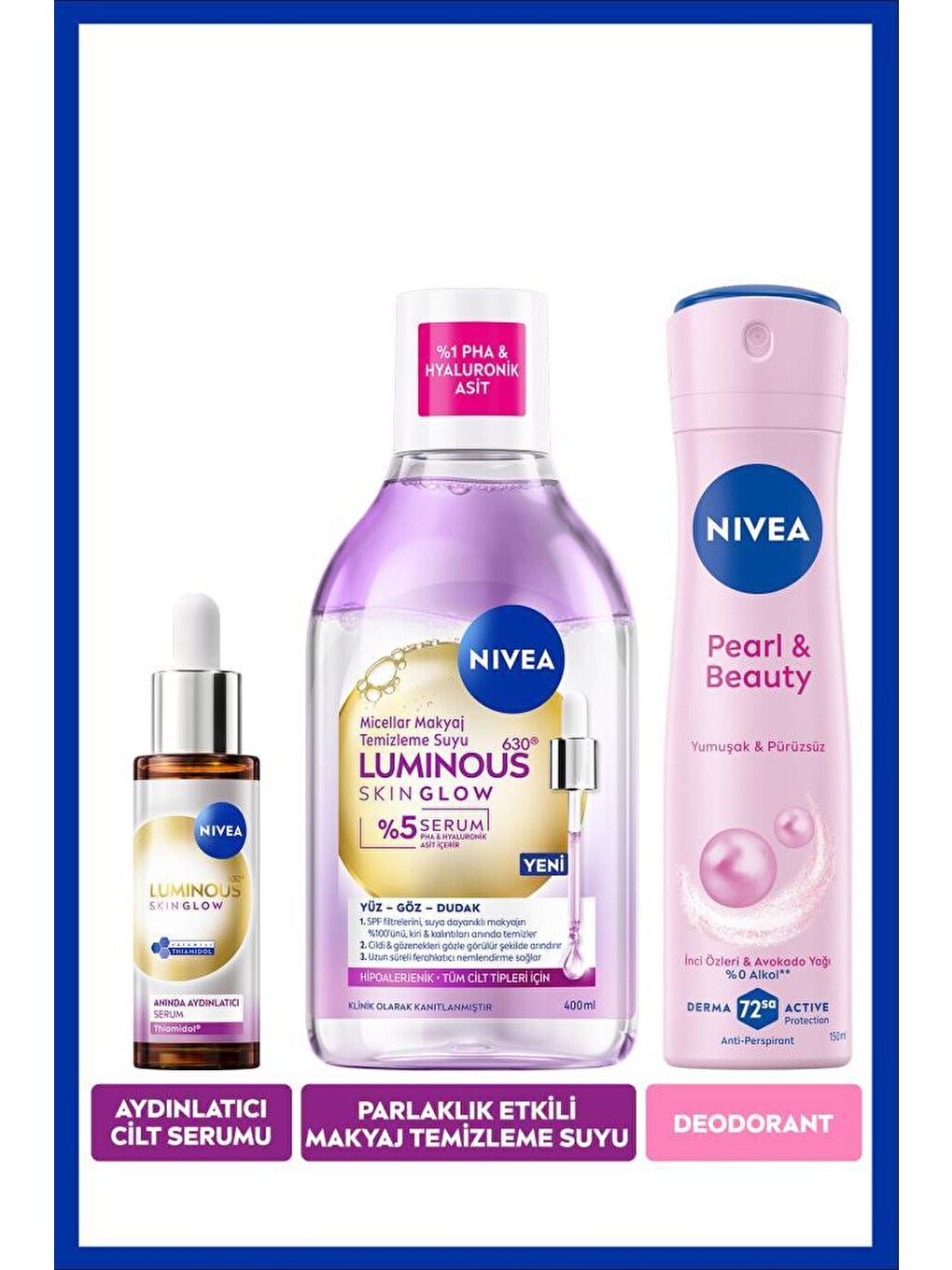 Skin Glow Aydınlatıcı Serum 30ml, Micellar Makyaj Temizleme Suyu 400ml Ve Sprey Deodorant