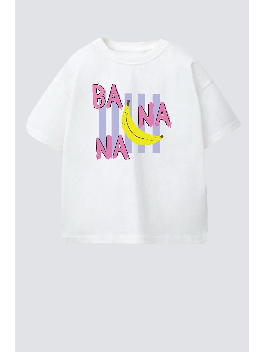 Ekru Kız Çocuk Pamuklu Bisiklet Yaka Baskılı T-Shirt-1