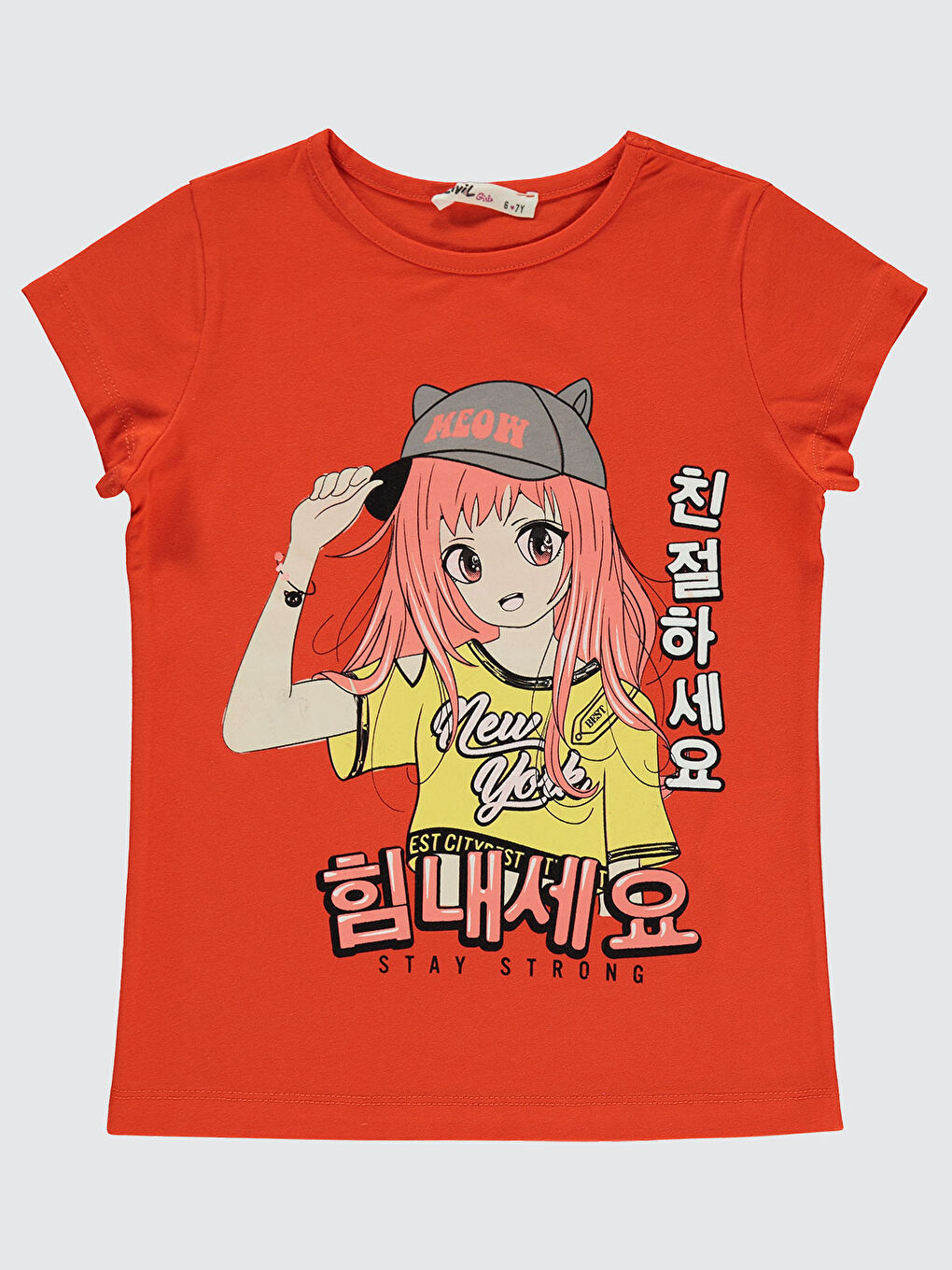 Turuncu Girls Kız Çocuk Tişört 6-9 Yaş Koyu Oranj