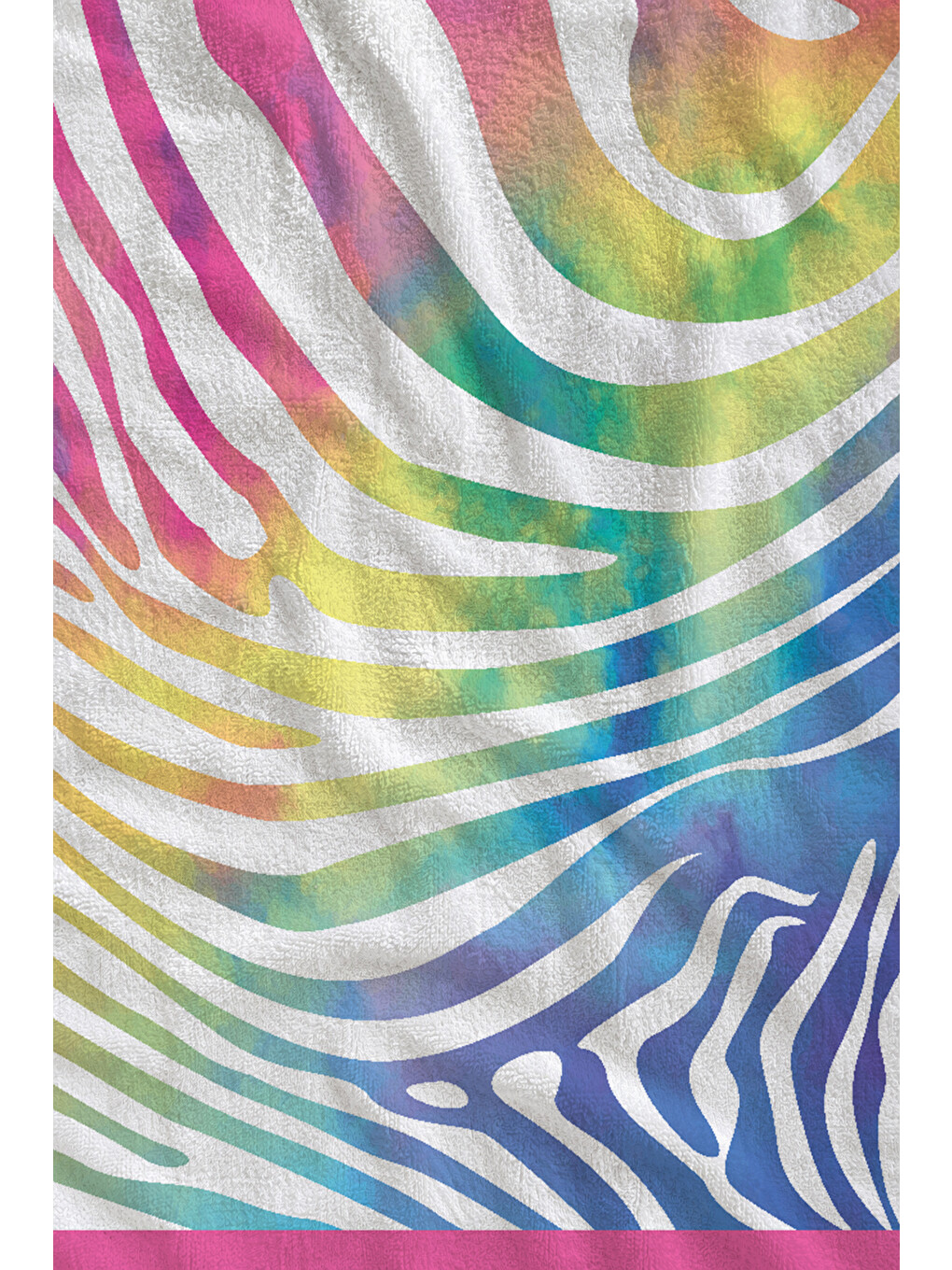 Sarı Renkli Zebra Dalga Desenli 70x150 Cm Dijital Baskılı Plaj Ve Banyo Havlusu-1