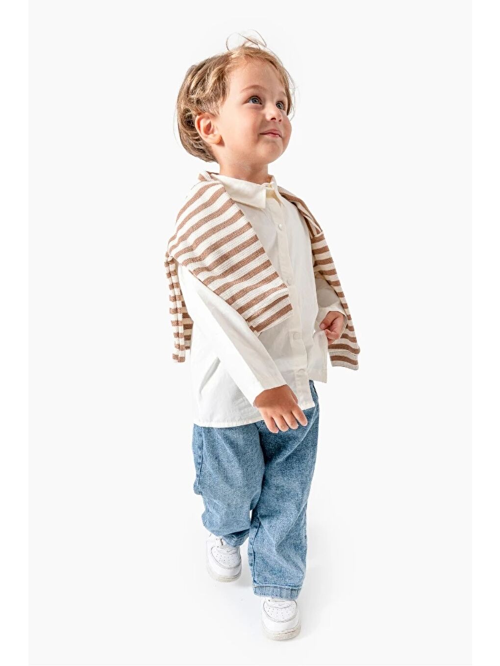 Kahverengi Gömlek Sweat Pantolon Takımı 9071