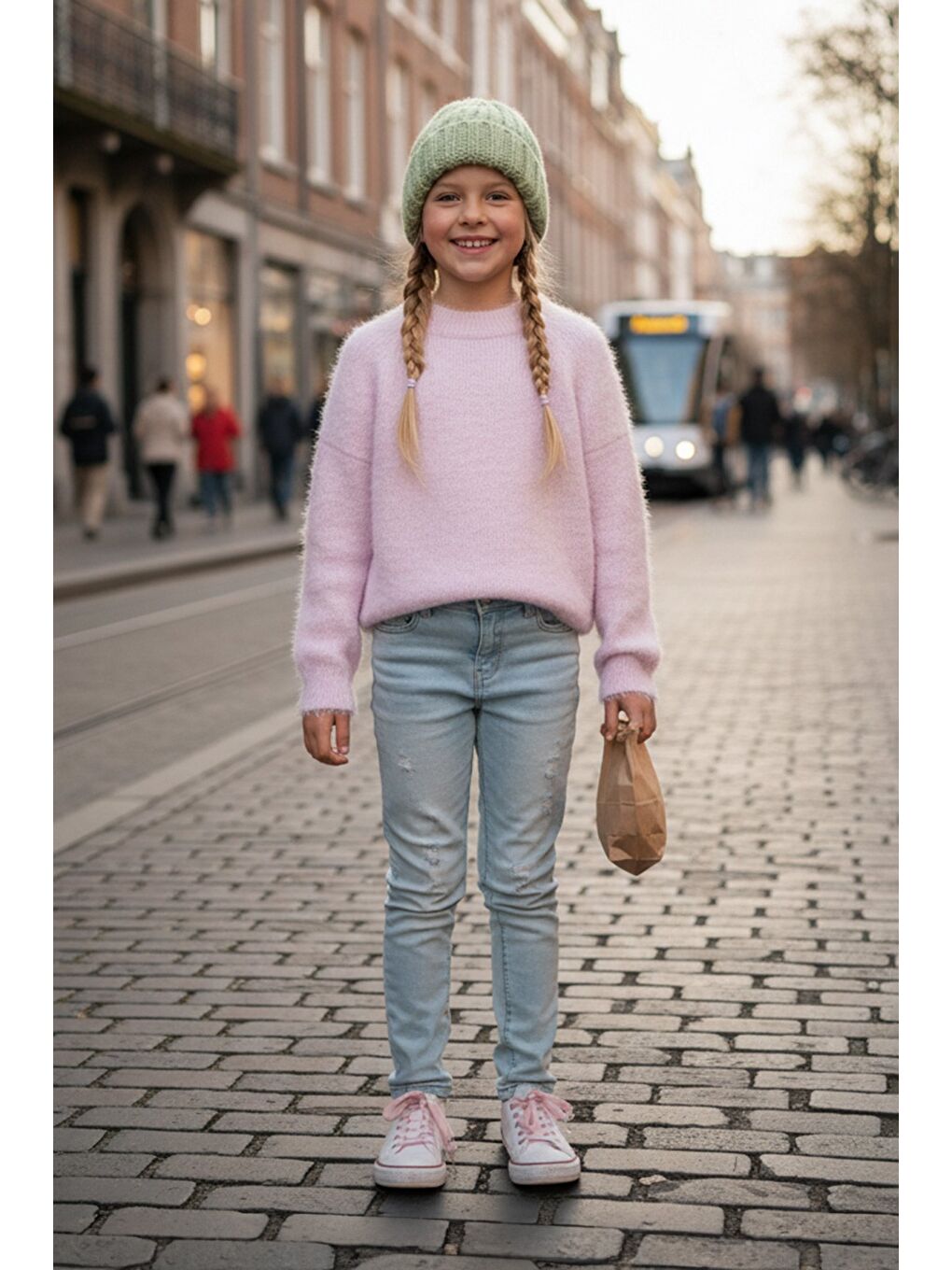 Pembe Sakallı Kız Çocuk Kazak