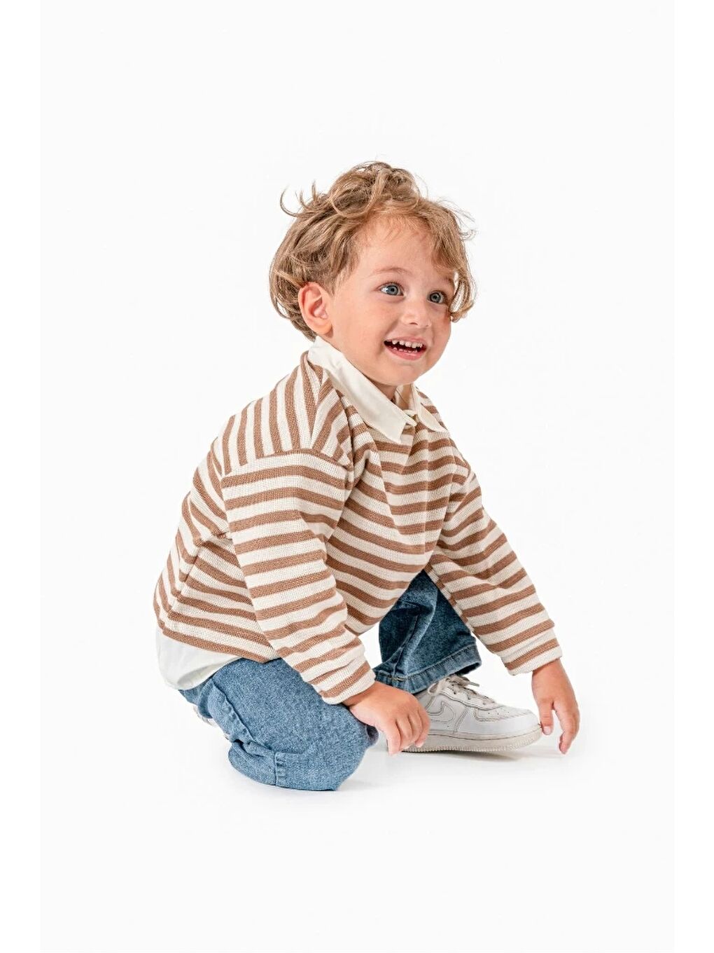 Kahverengi Gömlek Sweat Pantolon Takımı 9071-1