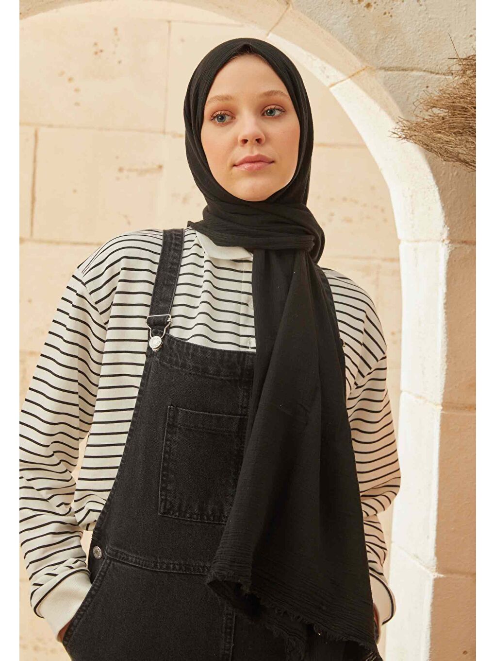 Organik Pamuk Şal Siyah-1