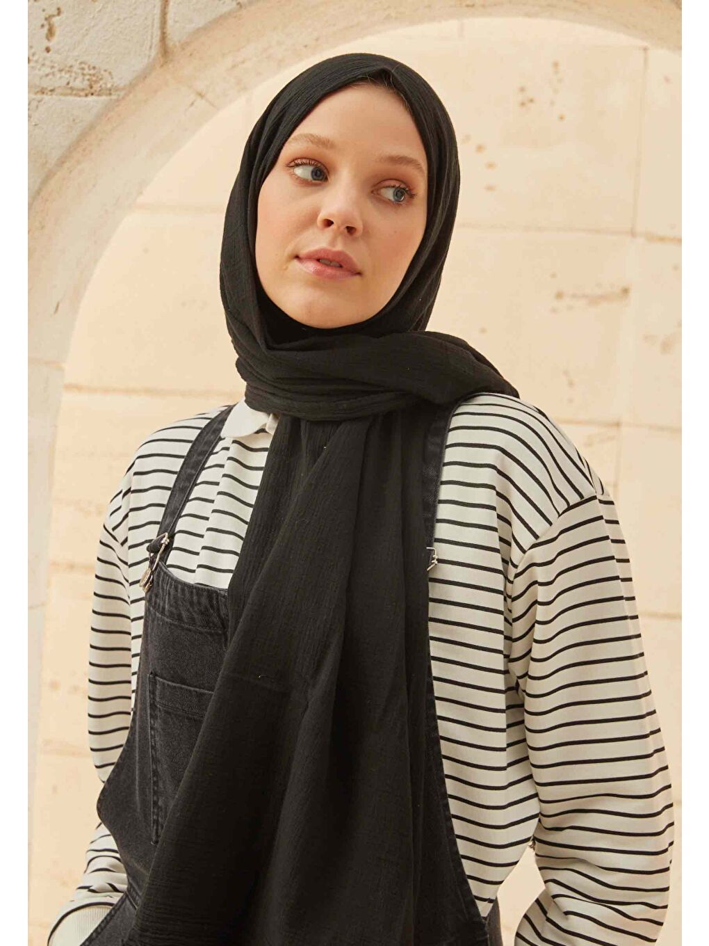 Organik Pamuk Şal Siyah-2