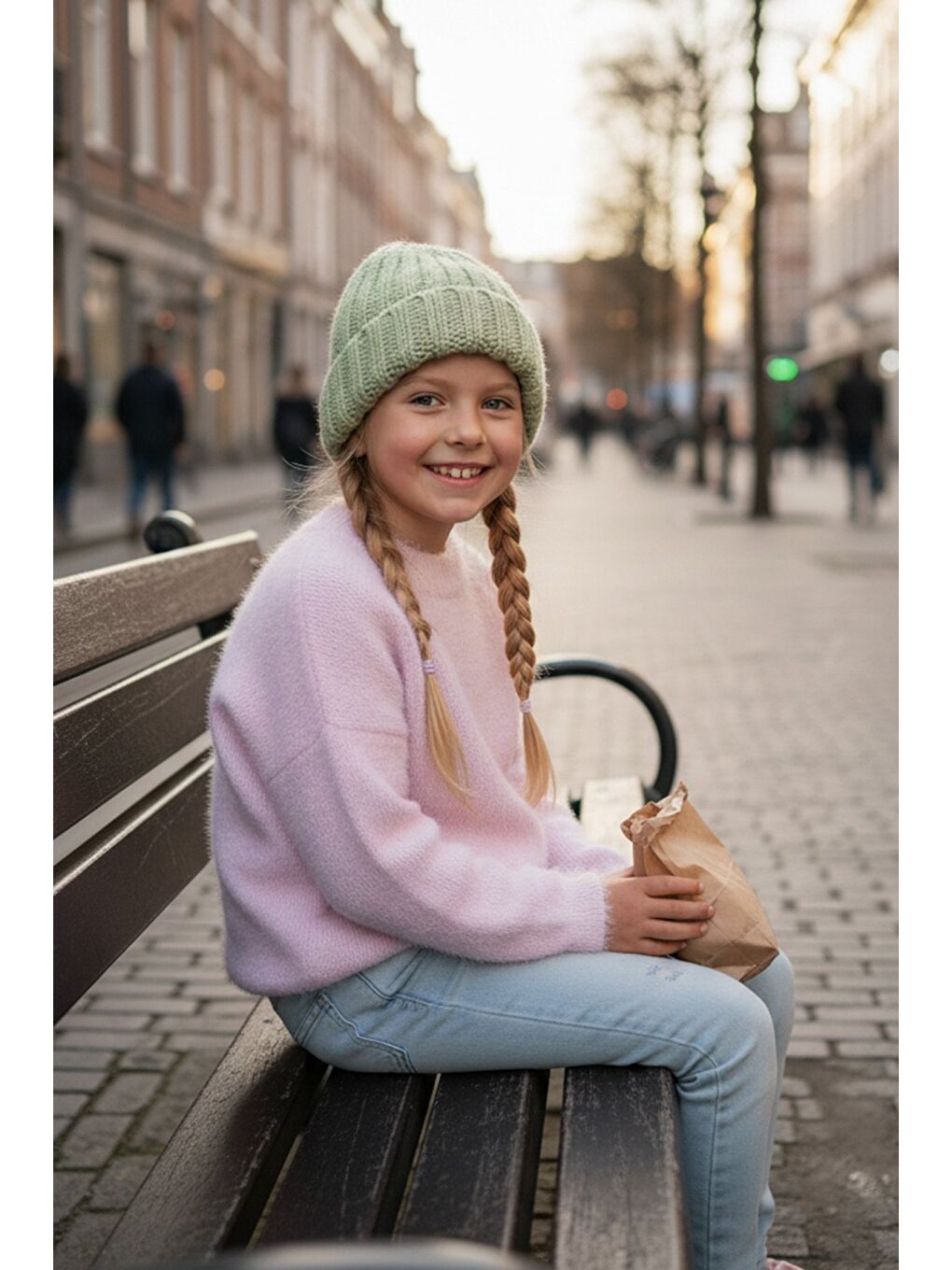 Pembe Sakallı Kız Çocuk Kazak-1