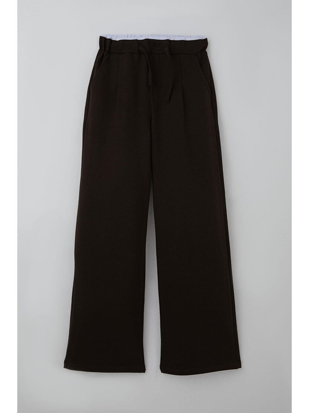 Kahverengi Kız Çocuk Eşofman Altı Bel Kısmı Lastik Detaylı Bağcıklı Cepli Koyu Kahve (9-14 Yaş)