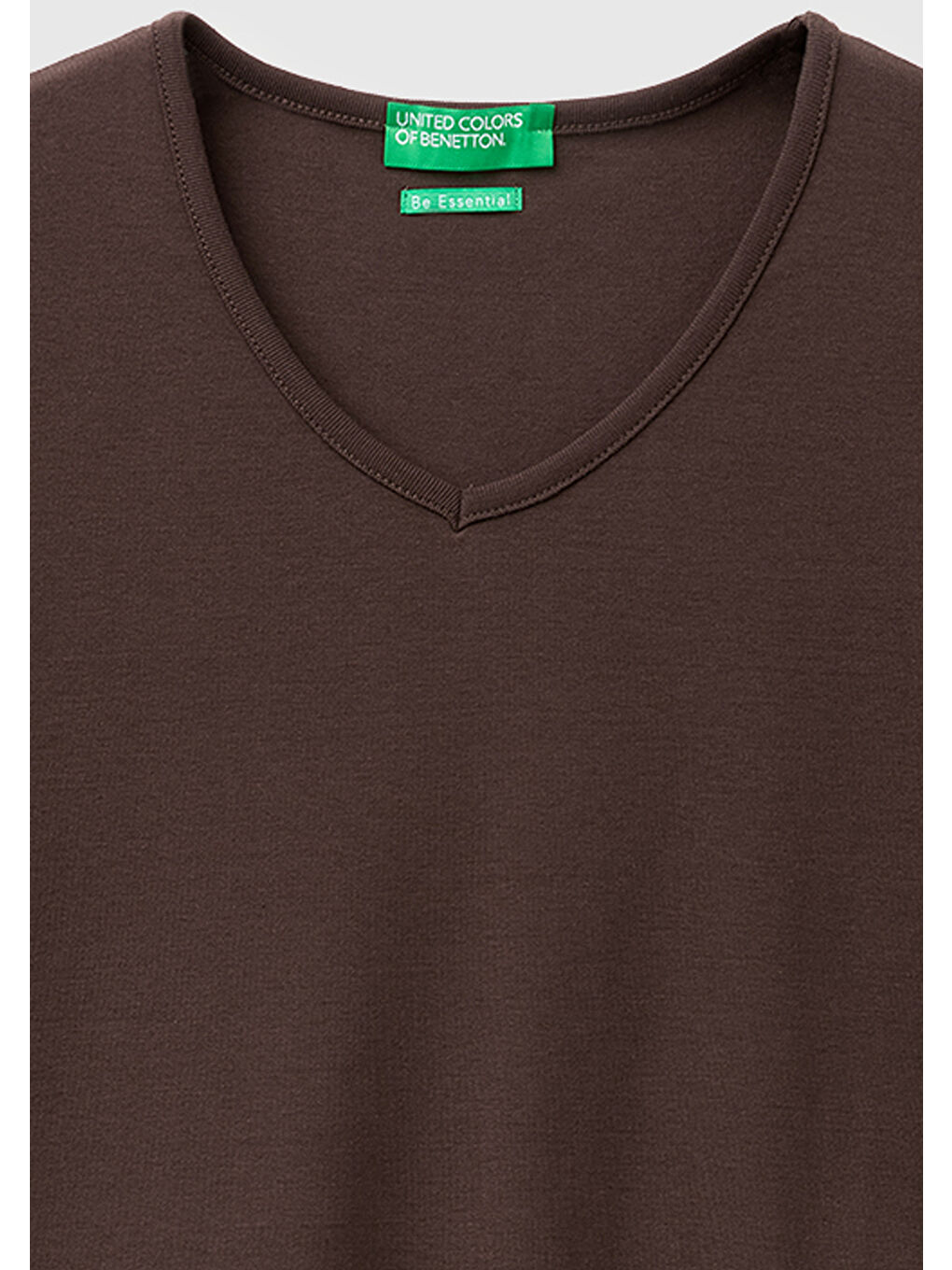 Kadın Kahverengi %100 Pamuk Geniş V Yaka T-Shirt-2