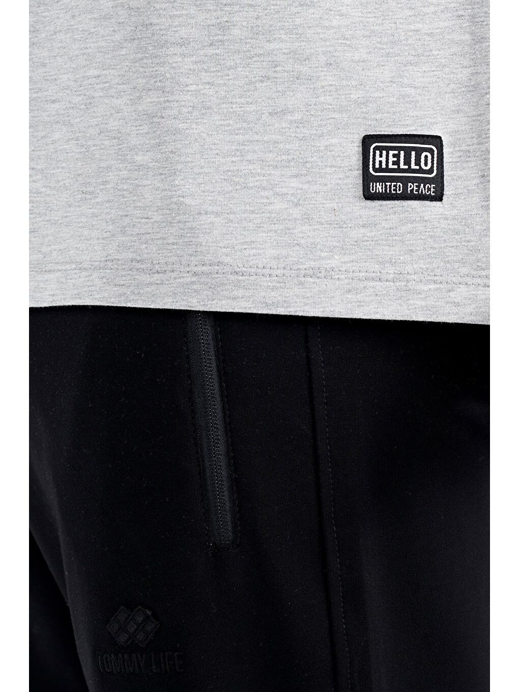 Gri Melanj Yazı Desen Baskılı O Yaka Standart Kalıp Erkek Tişört - 88183-3