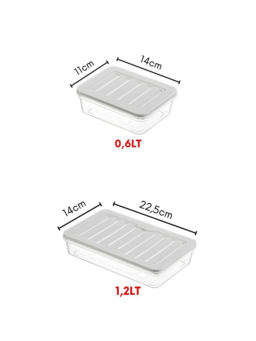 Nandy Home Krem 6'lı Set Freshbox Mikrodalga ve Difrize Uygun Saklama Kabı SET 2 - X2 1,2 Lt / X4 0,6 Lt - 6