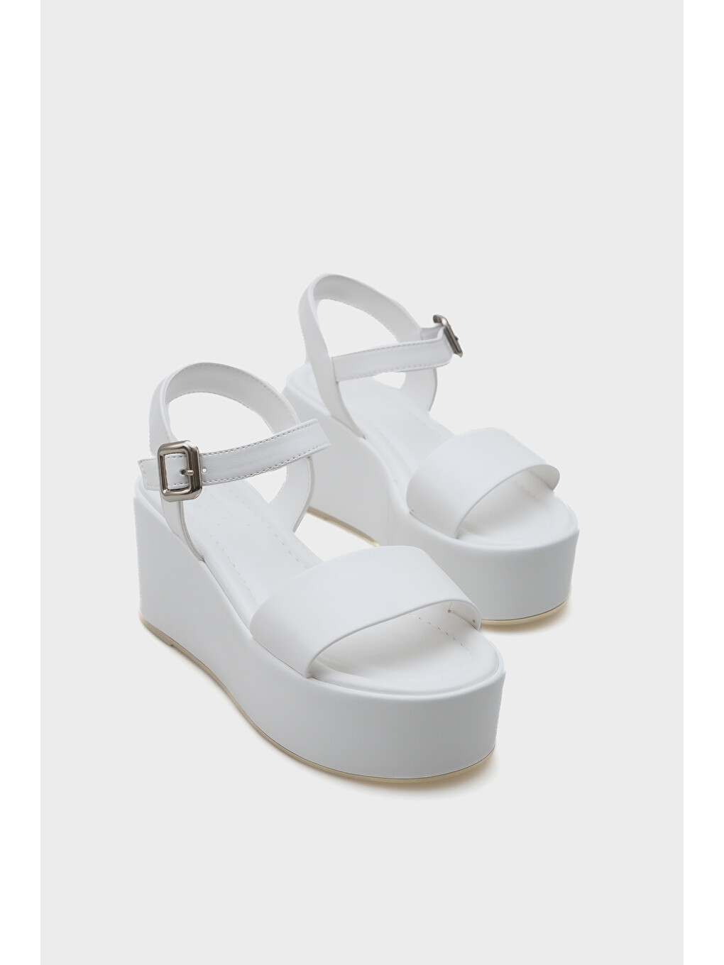Beyaz Donna Platform Tek Bantlı Kadın Sandalet-1