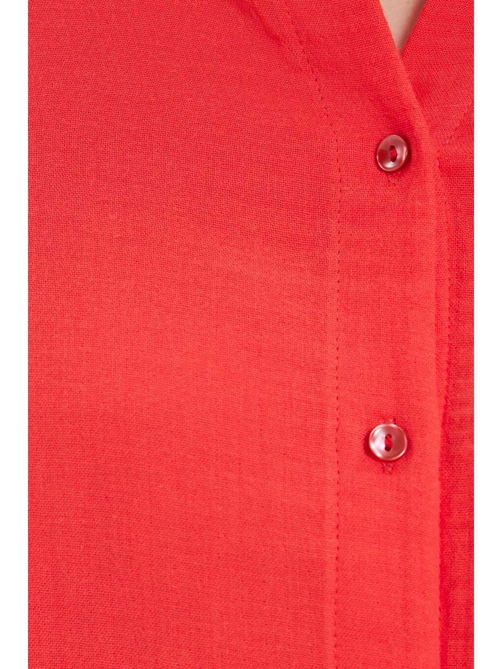 Karışık Kadın Oversize Geniş Kesim %100 Pamuk Müslin Kumaş Uzun Kollu Cepli Dokulu Nar Rengi Gömlek-6