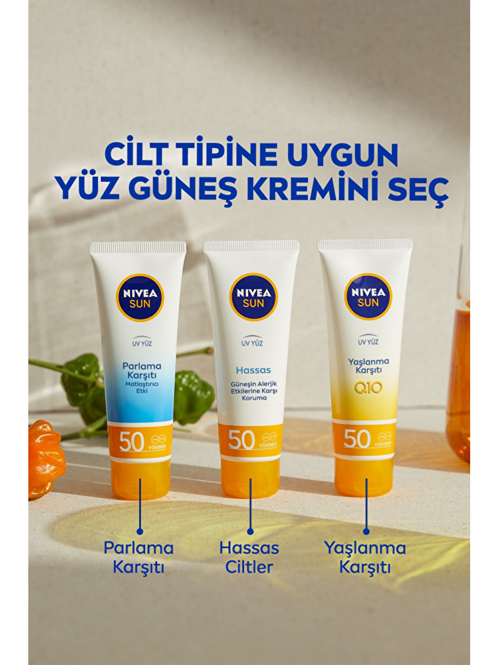 NIVEA Şeffaf Sun Spf50+ Yaşlanma & Leke Karşıtı Q10 Yüz Güneş Kremi 50 ml, Çok Y - 4