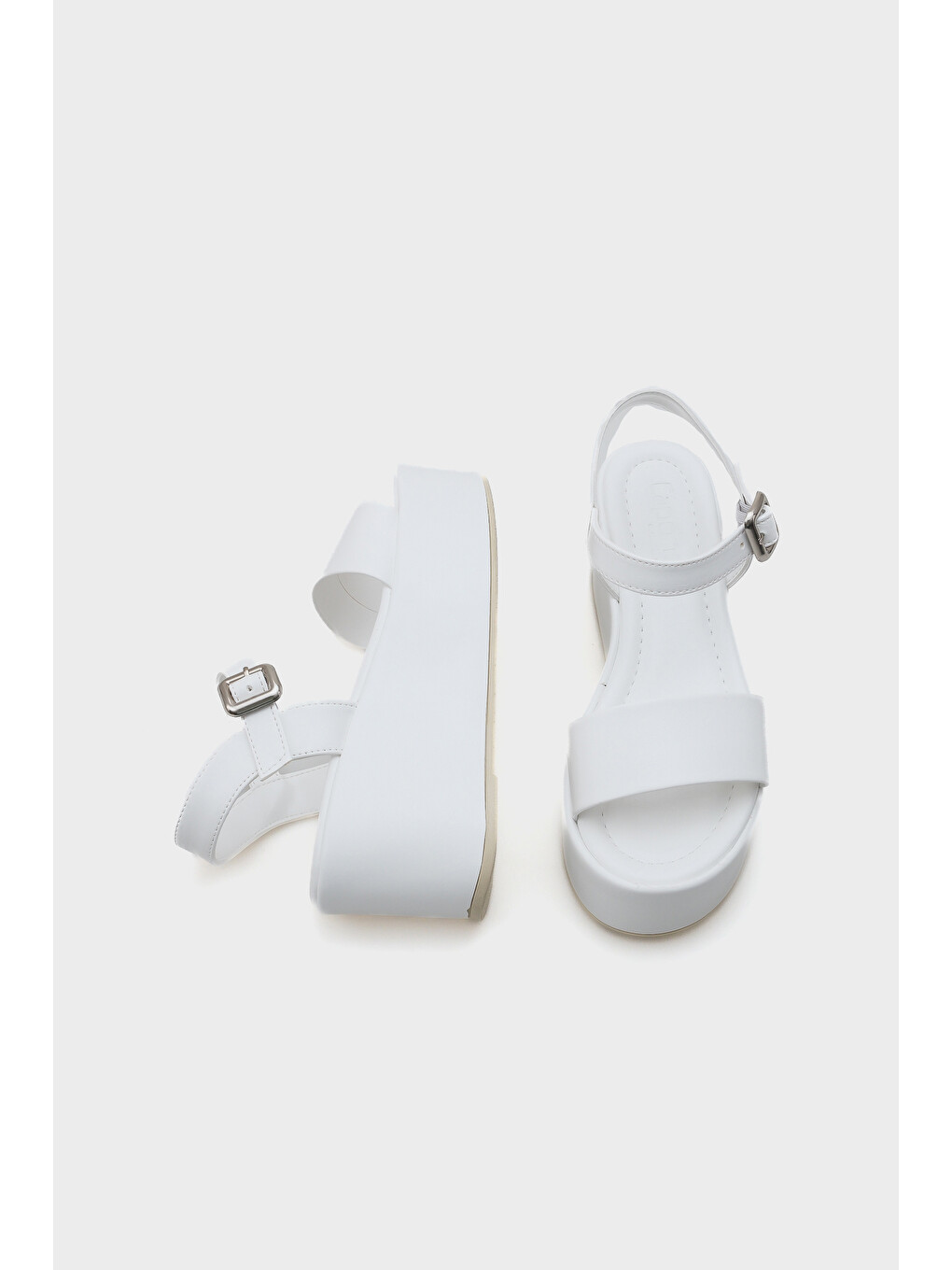 Beyaz Donna Platform Tek Bantlı Kadın Sandalet-5