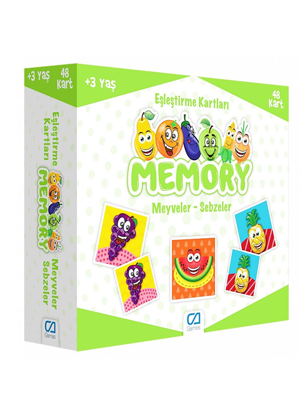 CA Games Memory Meyveler-Sebzeler Eşleştirme Kartları 48 Li