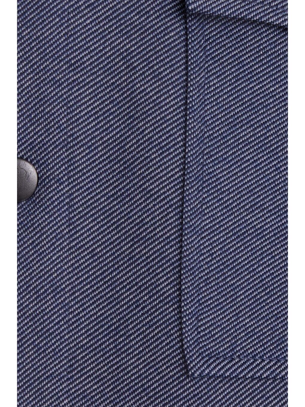 Kadın Relax Fit Rahat Kesim Örme Çift Cepli Lacivert Gömlek-5