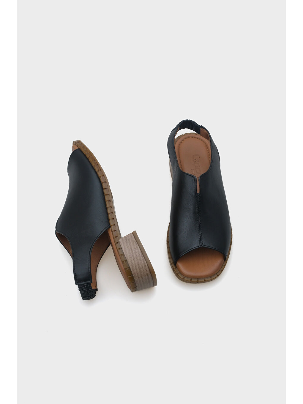 Siyah Ellissa Kısa Topuklu Tek Bant Deri Kadın Sandalet-4