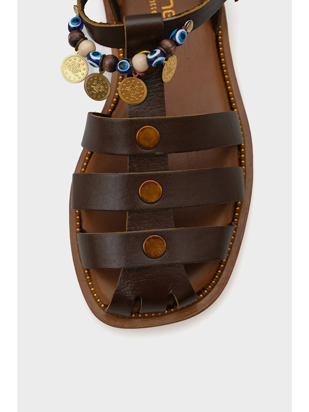 Kahverengi Elora Akseusarlı Deri Kadın Sandalet-2