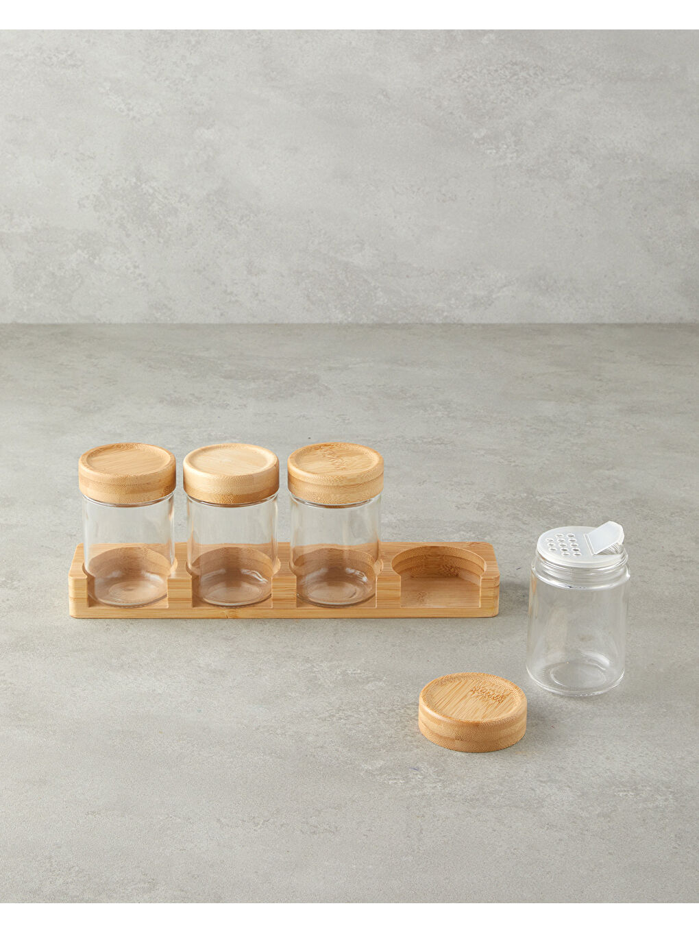 Renksiz Alina Cam 4'lü Baharatlik 200 ml Şeffaf-1