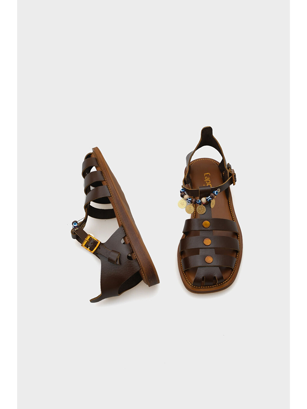 Kahverengi Elora Akseusarlı Deri Kadın Sandalet-3